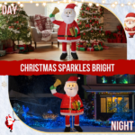 6FT Lighted Santa Claus Holding Bell Christmas Yard Decorations, Pre-lit Pull Up Santa with 200 Warm White LEDs, for Xmas Outdoor Holiday Indoor Decor Lighted Holiday Displays - Image 8