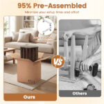 4-Piece Stackable Nesting Stools Set with Lockable Rolling Base, Solid Rubber Wood Dining Stools for Extra Seating-Walnut - Image 6