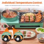 3-in-1 Electric Hot Pot with Grill & Fry Pan - 1600W Fast Even Heating, Independent Dual Temp Control (284℉-500℉), Non-Stick Smokeless, Detachable Dishwasher Safe for 3-5 People - Image 4