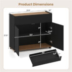 31.5" Kitchen Buffet Sideboard Cabinet with Push-to-Open Doors, Wood Storage Cabinet for Dining Room - Black - Image 3