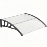 39"x30" Modern Polycarbonate Window Door Awning, UPF50+ Waterproof Windproof Outdoor Patio Canopy with Aluminum Reinforced Bars-Gray - Image 4