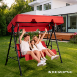68*43*60 inch Red KD style with cushion canopy Iron Oxford cloth 250kg Iron swing set - Image 6