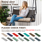 Outdoor Bench Cushion, 60 × 20 × 4 Inch, Tufted Waterproof Swing Cushion with Ties, for Patio Bench or Window Seat - Image 7
