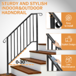 [Same Code 16547875 16547875]Matte Black Outdoor 3 Level Iron Handrail - Image 6
