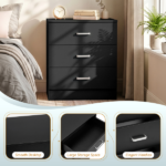 3-Drawer Chest with Textured Finish Drawer Dresser 22.05*12.99*25.98in Black - Image 7