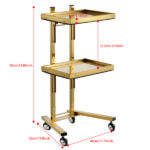 Gold 2 Tier Beauty Salon SPA Rolling Cart w/Double Storage Tray Stainless Steel - Image 4
