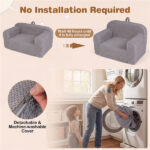 Kids Foam Sofa Chair with Teddy Fleece Fabric, Lightweight Portable Toddler Couch for Ages 3+ (Gray) - Image 7