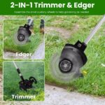 21V Electric Weed Edger Cordless String Trimmer Grass Mower Eater Bush Cutter with 16800RPM 2x 3000mAh Batteries 3.6-4.6FT Length 90° Rotatable Angle Saw Blade Steel Blade String Blade - Image 9