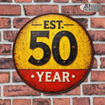 CIFbuy 1pc 8x8in 50th Anniversary Vintage Plaque, "" Anniversary Vintage Plaque, Plaque, 50 Years Established 2D Flat Round Sign TikTok, Temu Self-pickup LogiSiics - Image 8