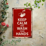 CIFbuy Retro Keep Calm Faucet Metal Sign, Vintage Red Background White Letter Wall Art, 2D Flat Decor For Bathroom Kitchen Home TikTok, TikTok, e Self-pickup Logiopics - Image 4