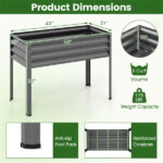 44" Elevated Raised Garden Bed with Drainage Holes, 32" Ergonomic Height Metal Planter - Gray - Image 4
