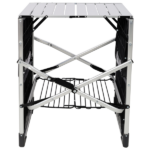 Foldable Aluminum Camping Kitchen Table Heat Resistant Tabletop Detachable Lamper , 4 Foldable Side Trays Mesh Storage Rack Hanging Hooks 154lbs Load Capacity with Carry Handle for Camp Tailgate RV Picnic--Silver - Image 7