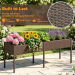 2-Section PE Rattan Raised Garden Bed, 29" Ergonomic Elevated Planter Box with Detachable Fabric Liner, 352LBS Total Capacity for Patio Backyard Vegetables Herbs - Image 8