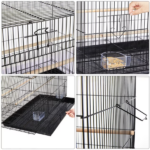 30.5'' Metal Cage with Wood Perches for Small birds, Black - Image 6