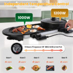 Dual-Electric 2 in 1 Hot Pot & Grill Combo, 2200W Rapid-Heat Indoor , 3.7 QT Non-Stick Hotpot Separate Temp Control , Apartment-Friendly Party Cooker - Image 7