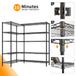5-layer double row, freely adjustable layer spacing, with adjustable feet, display stand, iron, 177*40*180cm, powder-coated black - Image 8