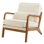Low Arm Accent Chair - Off-White Corduroy Upholstered Indoor Lounge Chair, Compact Single Seater with Sturdy Frame (330LBS Weight Capacity) - Image 19