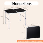 3ft Aluminum Alloy Folding Table Black - Image 9