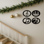 CIFbuy Vintage Music Themed 4 Piece Wall Art Decor Set Elegant Black iron Frame Gift for Music Lovers (TikTok, temu pick-up service) - Image 3