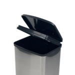 Kitchen Trash Can, 13.2 Gallon Plastic Step Garbage Bin with Lid, Silver - Image 3