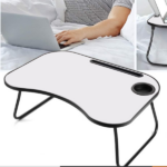 Portable Laptop Desk, Gray and White Matte Metal and Wood Construction, Foldable Design with Cup Holder, 26.5 x 18.5 Inches, for Bed, Car, Couch, Home & Outdoor Use (Grey+White Matte) - Image 7