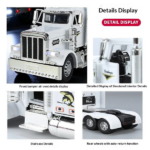 Semi Truck Toys for Boy Heavy Trucks,Metal Diecast Trucks Model Pull Back Cars with Light and Sound,Truck and Trailer Toys for Boys,Toy Trucks for Boys Age 4-8 - Image 5