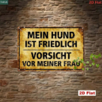 CIFbuy Retro German Slogan Metal Sign My Dog Is" Friendly Beware Of Owner Humorous Warning, Iron Tin Sign 2D Flat Decor 7.87x11.81 Dog Is FrieikTok, Dog Is FrieikTok, t Self-pickup Logiopics - Image 3