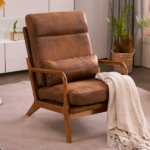 Same Code 28822889 High Back Solid Wood Armrest Backrest Iron Frame Bronzing Cloth Indoor Leisure Chair Orange - Image 17