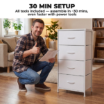 2/4-Drawer Dresser with Metal Frame & Wood Top, Fabric Storage Organizer, White - Image 6