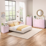5-Tier 6-Drawer Cabinet with Matte Gold Handles Particleboard Melamine-Coated Storage Cabinet 25.98*12.99*35.04in Macaron Pink - Image 12