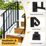 [Same Code 55022277 82359152]Artisasset Matte Black Outdoor 2-Step Iron Handrail - Image 20