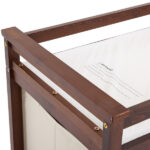 Brown painted pine wood frame children's bed with removable top, 87*53*87.5cm, includes 3 fabric drawers and 1 fabric bag, and a changing table - Image 7