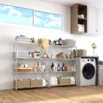 4-Layer Adjustable Shelf Iron Household Shelf without Wheels 35.43*13.78*55.12in Silver-Gray - Image 6