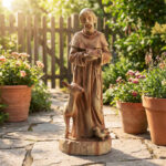 24.5" Saint Francis Statue with Built-in Bird Feeder Religious Garden Sculpture - Image 4
