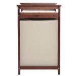 Brown painted pine wood frame children's bed with removable top, 87*53*87.5cm, includes 3 fabric drawers and 1 fabric bag, and a changing table - Image 14