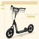 Black Kids Kick Scooter 5-12Y – for Park & Neighborhood Riding, Non-slip Deck, Big Wheels with Safe Rear Brake - Image 4