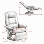 Brown Swivel Recliner Chair PU Leather Reclining Armchair Retractable Footrest Wood Base Adjustable High Back for Small Spaces Living Room RV Bedroom - Image 3