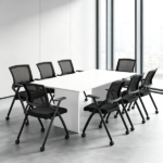1 Pack Stackable Conference Room Chairs with Wheels, Folding Office Chair with Rebound Back, Padded Seat for Training Room, Guest, Reception, Event, Capacity 350lbs, Black - Image 8