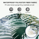 Outdoor Swing Cushions 63 Inch, Waterproof 4" Thick Porch Swing Cushion Replacement with Backrest and Ties, Comfortable 2-3 Seat Pation Swing Pad for Backyard, Garden, Lawn, Outdoor Furniture bamboo leaf - Image 5
