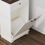 10 Gallon Tilt Out Trash Cabinet Freestanding Trash Bin Cabinet Wood Garbage Recycling Cabinet with Hideaway Drawer Pet Proof Trash Can Holder for Kitchen Living Room, Antique White (not include can) - Image 10
