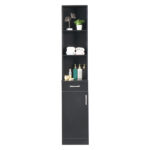 MDF With Triamine One Door One Drawer Three Compartments High Cabinet Bathroom Wall Cabinet Black - Image 6