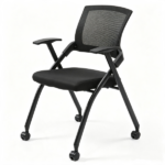 2 Pack Stackable Conference Room Chairs with Wheels, Folding Office Chair with Rebound Back, Padded Seat for Training Room, Guest, Reception, Event, Capacity 350lbs, Black - Image 8