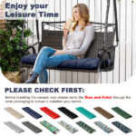 Outdoor Bench Cushion, 60 × 20 × 4 Inch, Tufted Waterproof Swing Cushion with Ties, for Patio Bench or Window Seat - Image 4