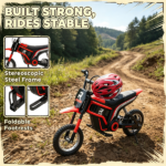Red 12" Kids Electric Dirt Bike: 24V 350W Motor, Up to 15 MPH Powerful Speed – Ride-On Toy for Young Racers - Image 8