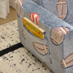 Kids Foldable Sofa Bed with Night Glow – 2-in-1 Convertible Children’s Lounge Chair, Soft Flannel Fabric, High Resilience Sponge, Removable Cover, Safe Round Edge Design – Gray Blue Sports Ball Pattern - Image 11