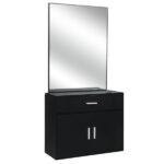 same code 75512472 15% E0 chipboard linen top 1 drawer 1 door with mirror Salon cabinet black - Image 7
