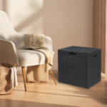 33gal Square Wood & Rattan Plastic Garden Storage Box Gray - Image 13