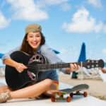 41 inch Cutawary Round Back Acoustic Guitar Spruce Top Grape Hole Black - Image 4