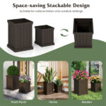 Set of 2 Stackable PP Planters with Efficient Drainage Holes, Weather-Resistant Flower Pots for Indoor Outdoor Use - Image 4