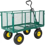3-in-1 Oversized Steel Garden Cart , 880lbs Pullable Mesh Metal Garden Cart, All-Terrain Utility Cart with Removable Liner & Side Panels & Mesh Tray for Outdoor Lawn, Patio and Landscaping, Green - Image 11